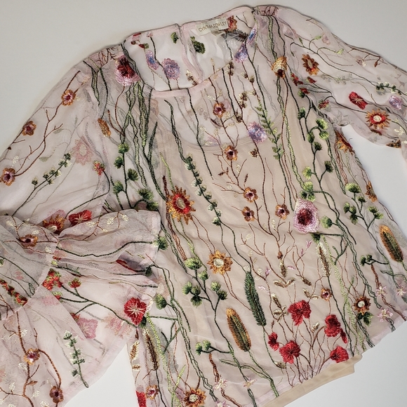 Cynthia Rowley Tops - Cynthia Rowley bell sleeve embroidered top blouse